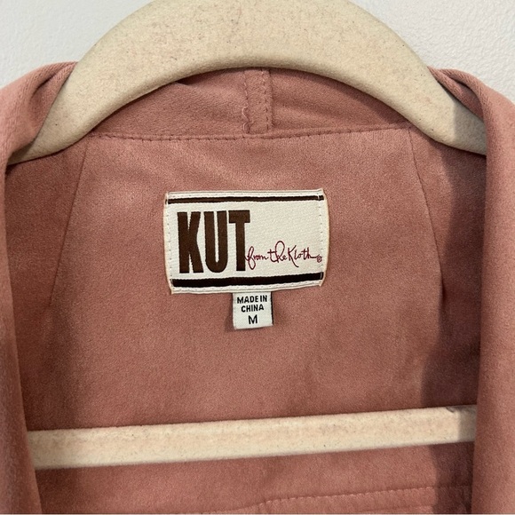 Kut From The Kloth Pink Blazer Drape Front Faux Suede Jacket Women’s Size Medium - Picture 4 of 7